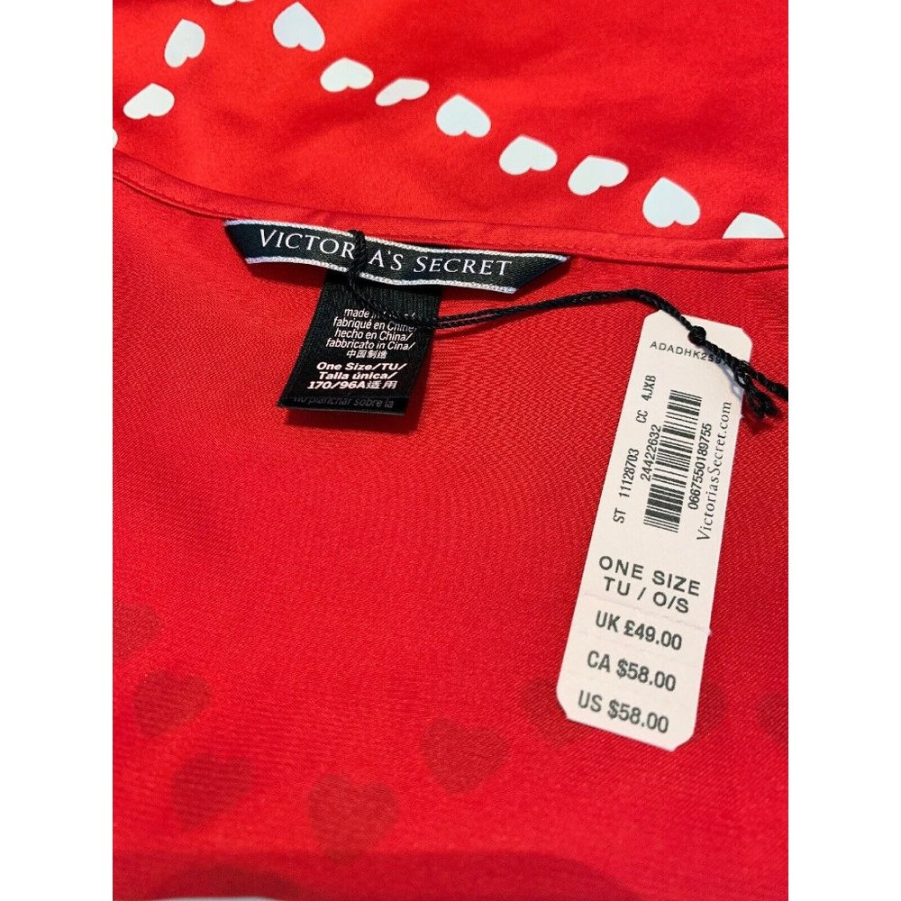 NWT Victorias Secret Kimono Robe One Size Red Love Open Front - Picture 6 of 10